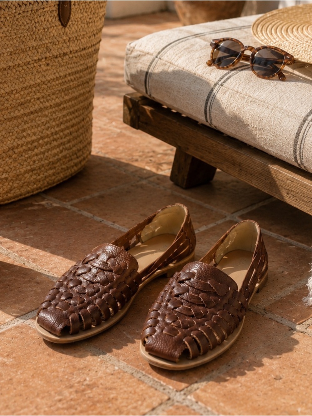 Nisolo Brown Woven Leather Huarache Flats | Women’s Size 6 | Peru | NWOT